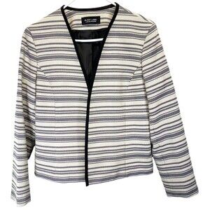 Black Label By Evan Picone White & Black Open Front Blazer Suit Jacket Size 16